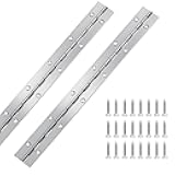 2Pcs Piano Hinge, 12 Inch Stainless Steel Hinges with Holes and 24 Pieces Stainless Steel Screws, Piano Heavy Duty Hinges, Suitable for Cabinets, DIY Storage Boxes, and Marine Scenarios
