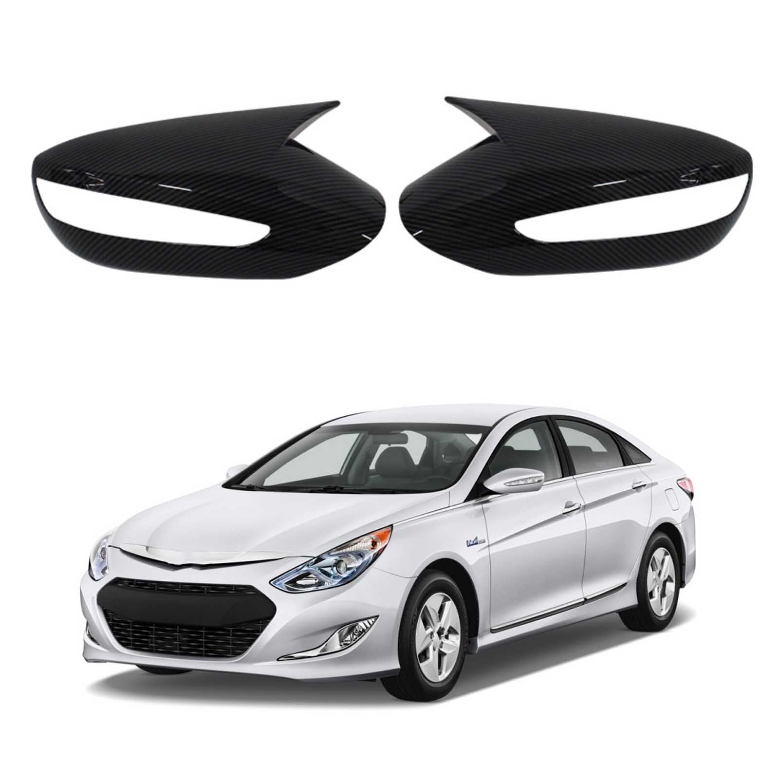 PAPEP Door Mirror Cover Caps for Hyundai Sonata 2011-2015, Left Right Side Wing Rearview Mirror Cover Lid 2 Pieces Exterior Styling Accessory,Carbon fiber texture