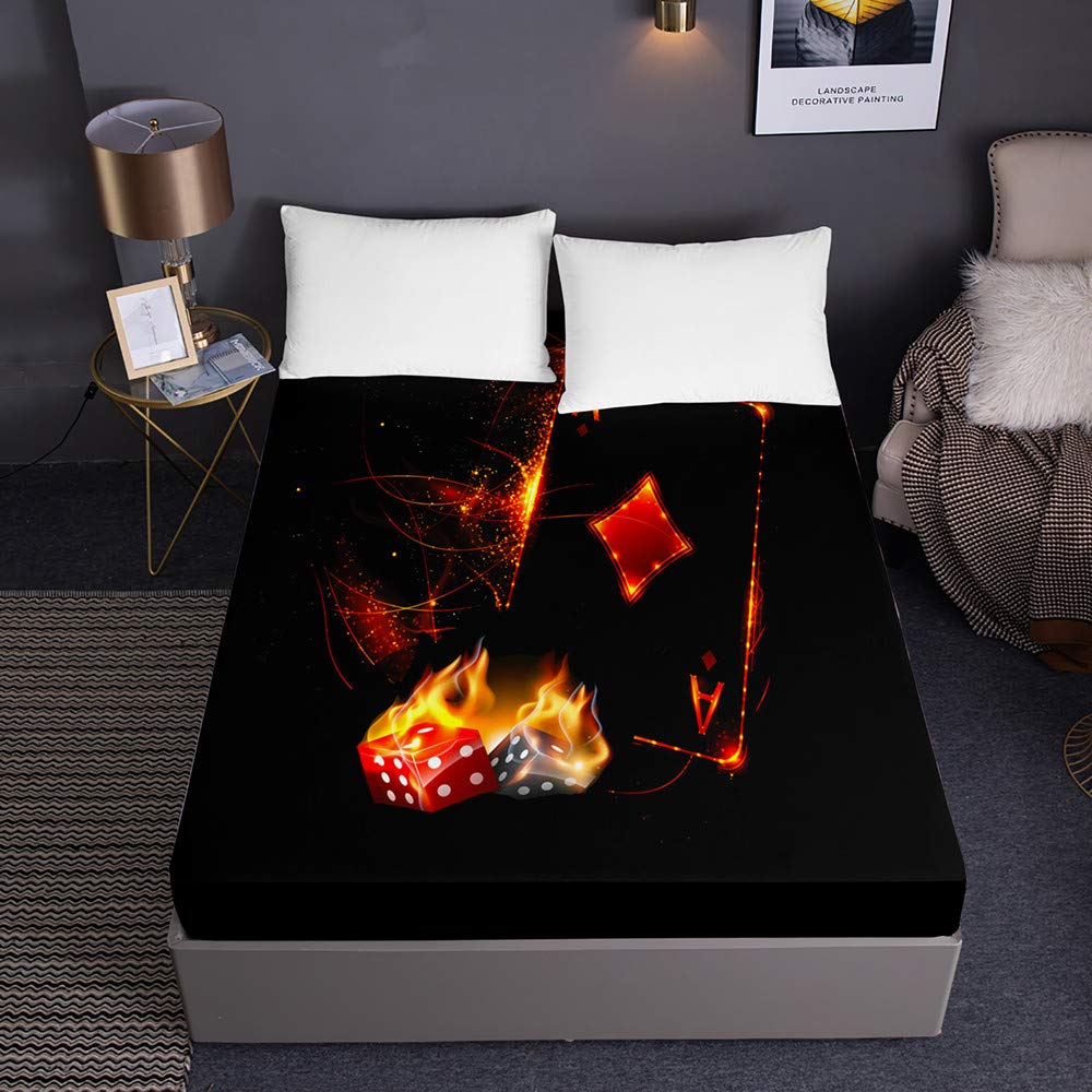 Housse de matelas 120x200 poker pour lit épais de chambre d'ado