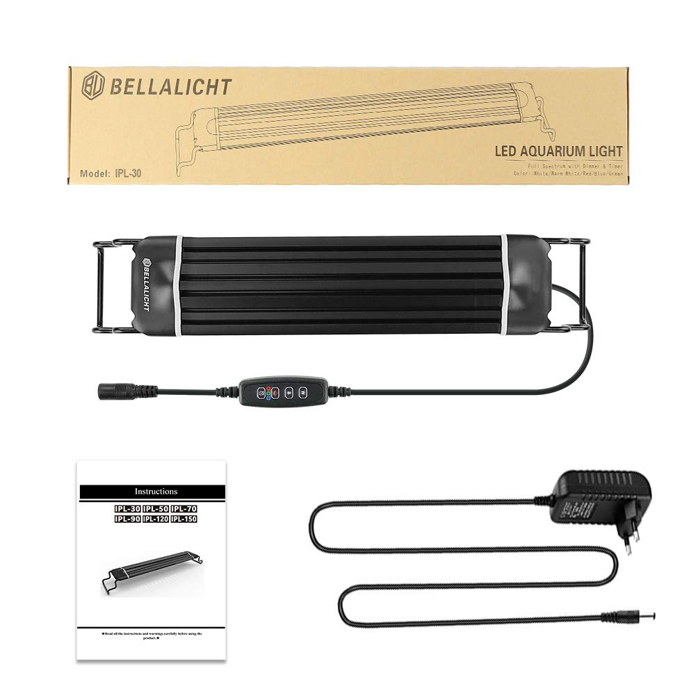 LED Aquarium Beleuchtung, Aquarien Lampe [Vollspektrum Rot Grün Blau Weiß Licht] mit Timer, 10 Helligkeitsstufen Dimmbar IP66 Wasserdicht für Fisch Tank Pflanze