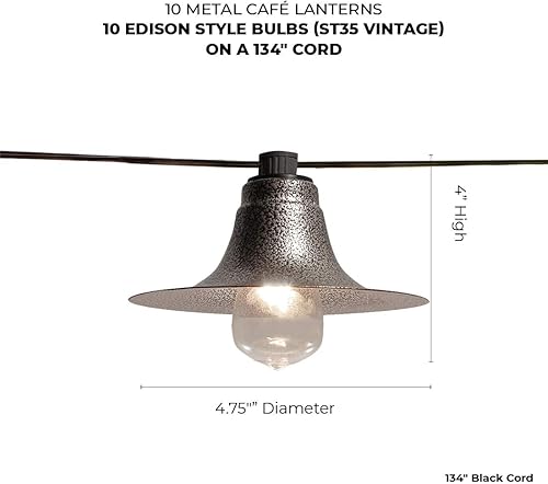 Miniatura 2 de LumaBase Guirnalda de luces eléctricas para café con 10 pantallas de metal para pistola