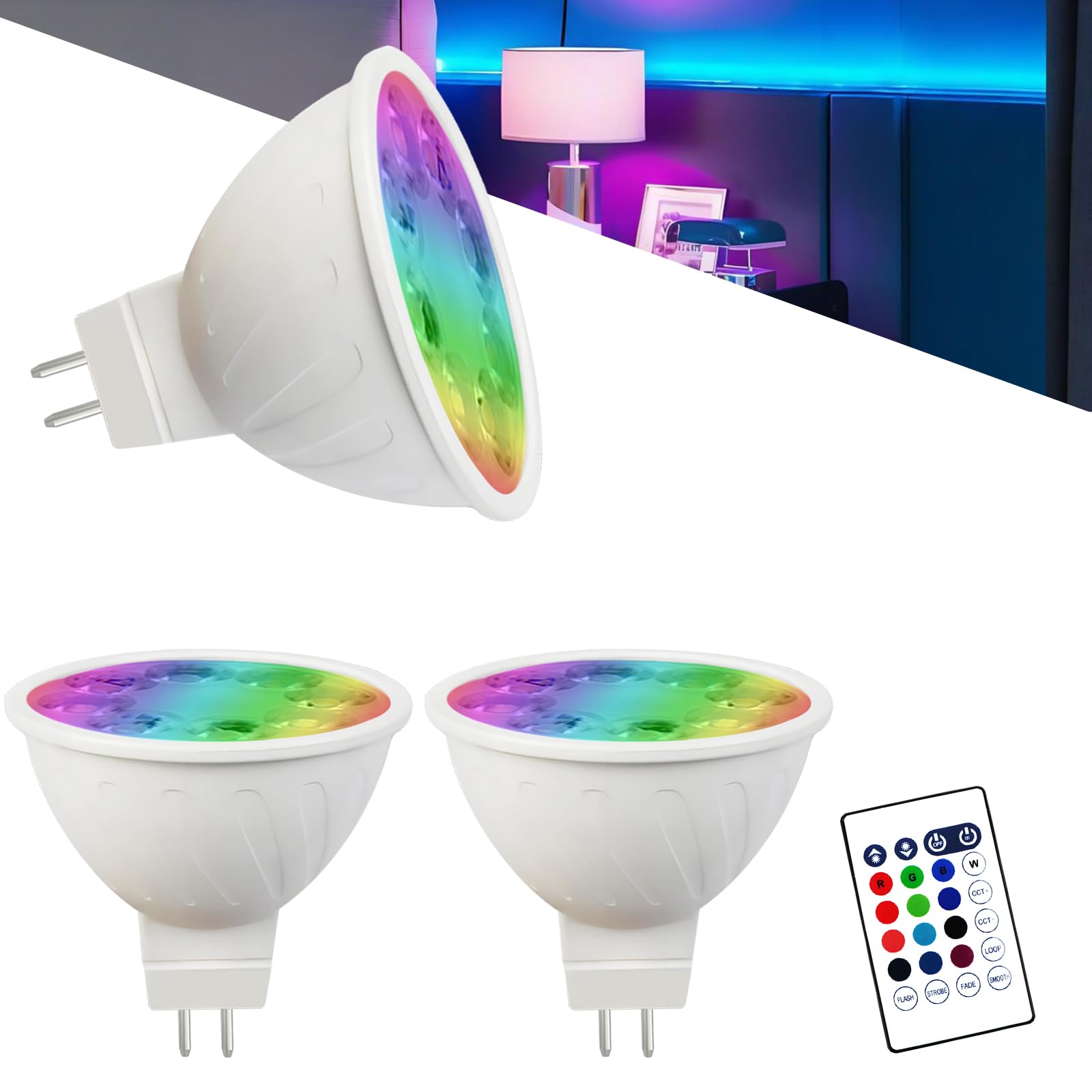 Noobibaba GU5.3 LED 12V for Christmas Lighting GU5.3 Color Changing and Single Color Fade Mode