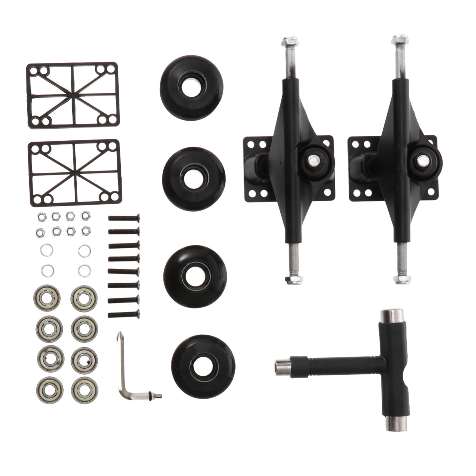 GANAZONO 1 Set Skateboard Holder Combination Wheel Skateboard Bridge Full Kit Tilt Skateboards Double Bearings Trucks Skate Board Skateboard Bridge Accessories Aluminum Alloy Black