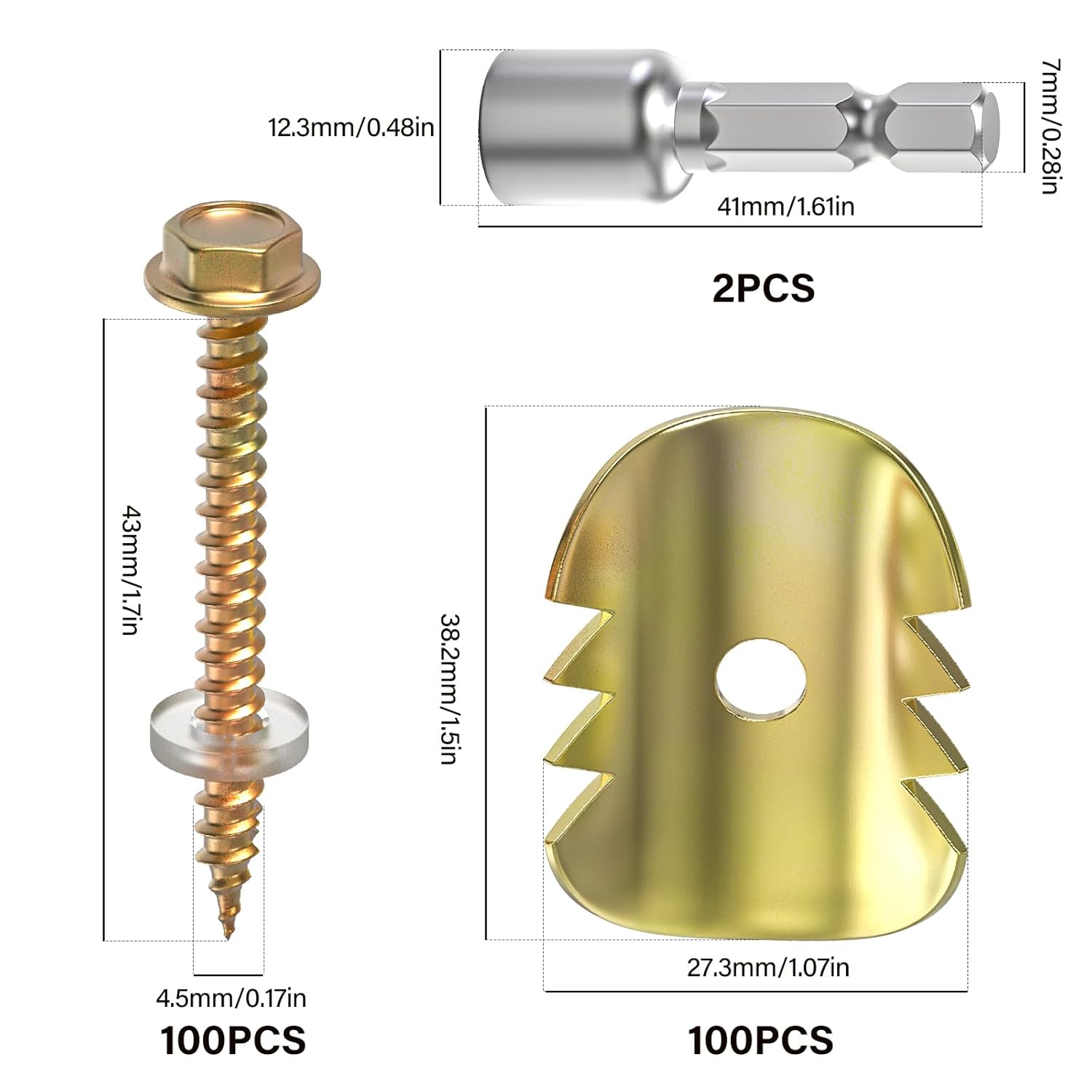 200Pcs Cat Claw Fasteners, Reuse Galvanized Fence Staples with Drill Bit for Wire Fencing Mesh