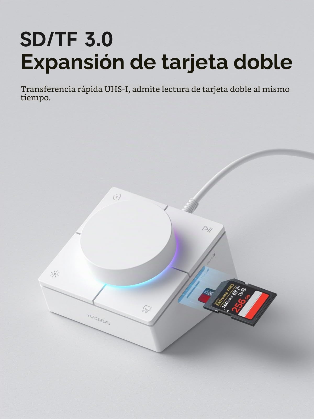 Hagibis Interruptor USB C Hub con Botones de Acceso Directo, Estación de Acoplamiento RGB Tipo-C con USB-C de 5Gbps, 2 USB3.0, Jack de 3.5mm, SD/Micro SD3.0, USB2.0 para MacBook iPad Pro Portátil