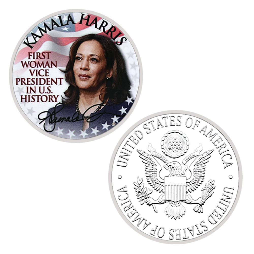Amazon.com: 2024 美國副總統卡馬拉哈里斯紀念幣金屬獎章挑戰硬幣收藏粉絲禮物: 藝術古董收藏