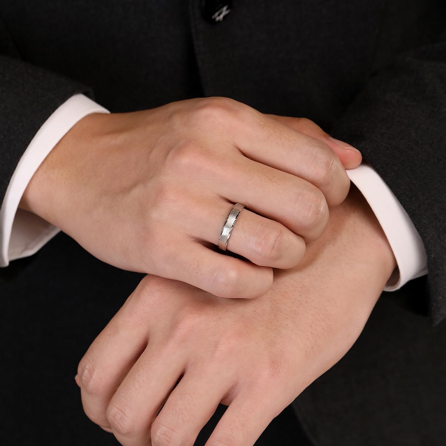Meissa Bagues de Couple pour Homme et Femme Anneaux de Mariage en Argent Sterling 925 Finition Satinée Simple Bagues de Promesse Assorties Taille Ajustable
