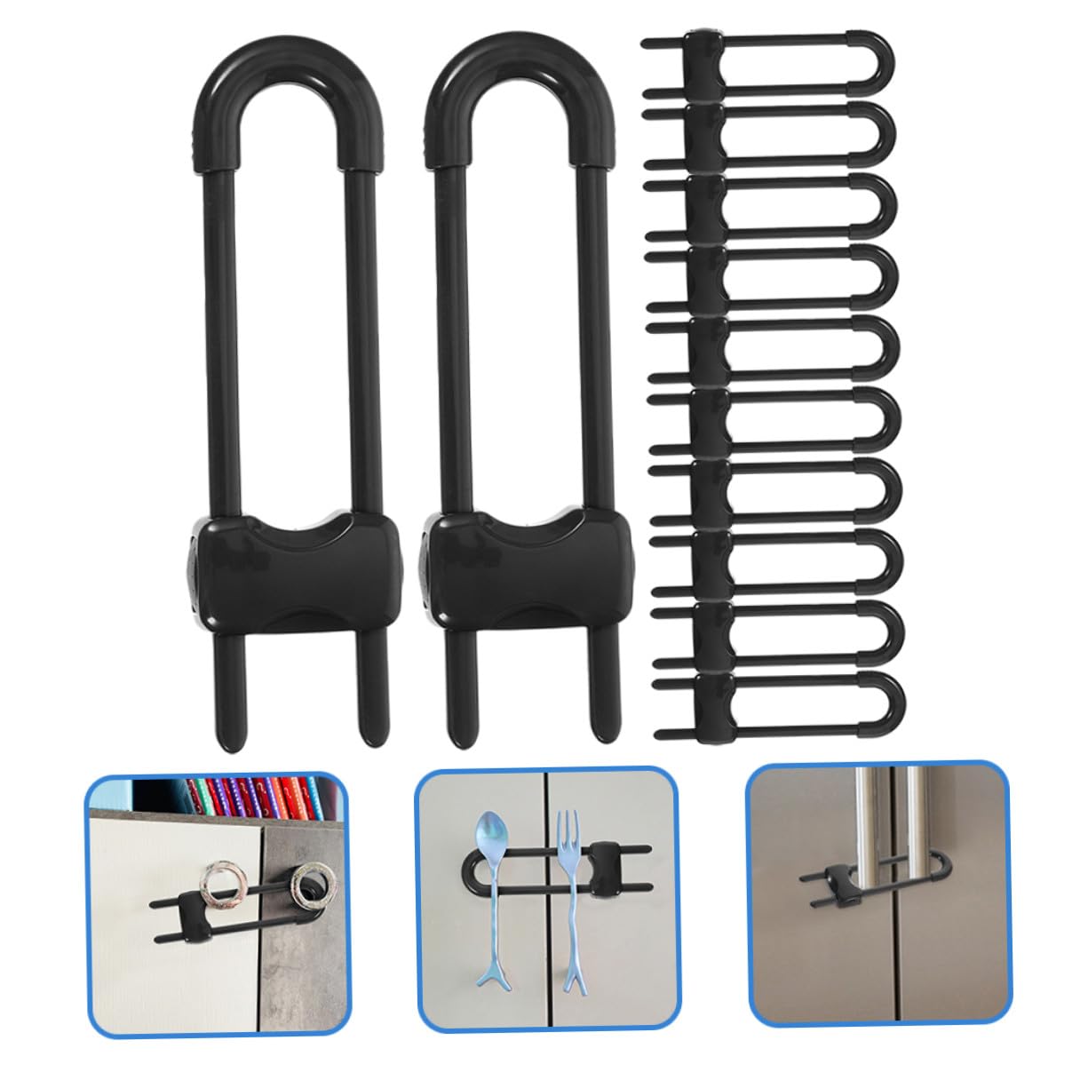 NOLITOY Pack de 12 Cerraduras de Seguridad para Cajones y Refrigeradores, Bloqueo Adhesivo para Bebés y Adultos Necesidades Obsequios, sin Taladrar