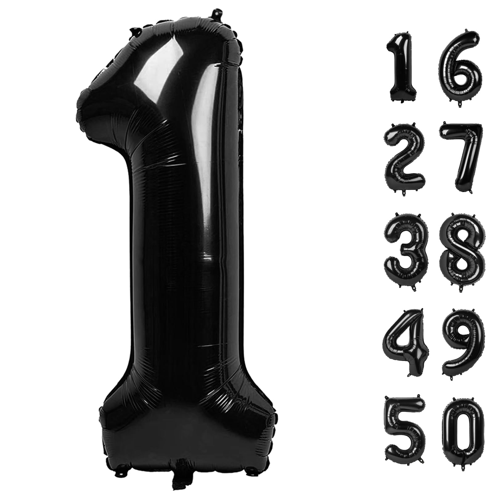 40 Inch Black Foil Balloons Number 1,Foil Mylar Big Number Balloons Huge Number Balloons for 1st Birthday Party Supplies Anniversary Decorations