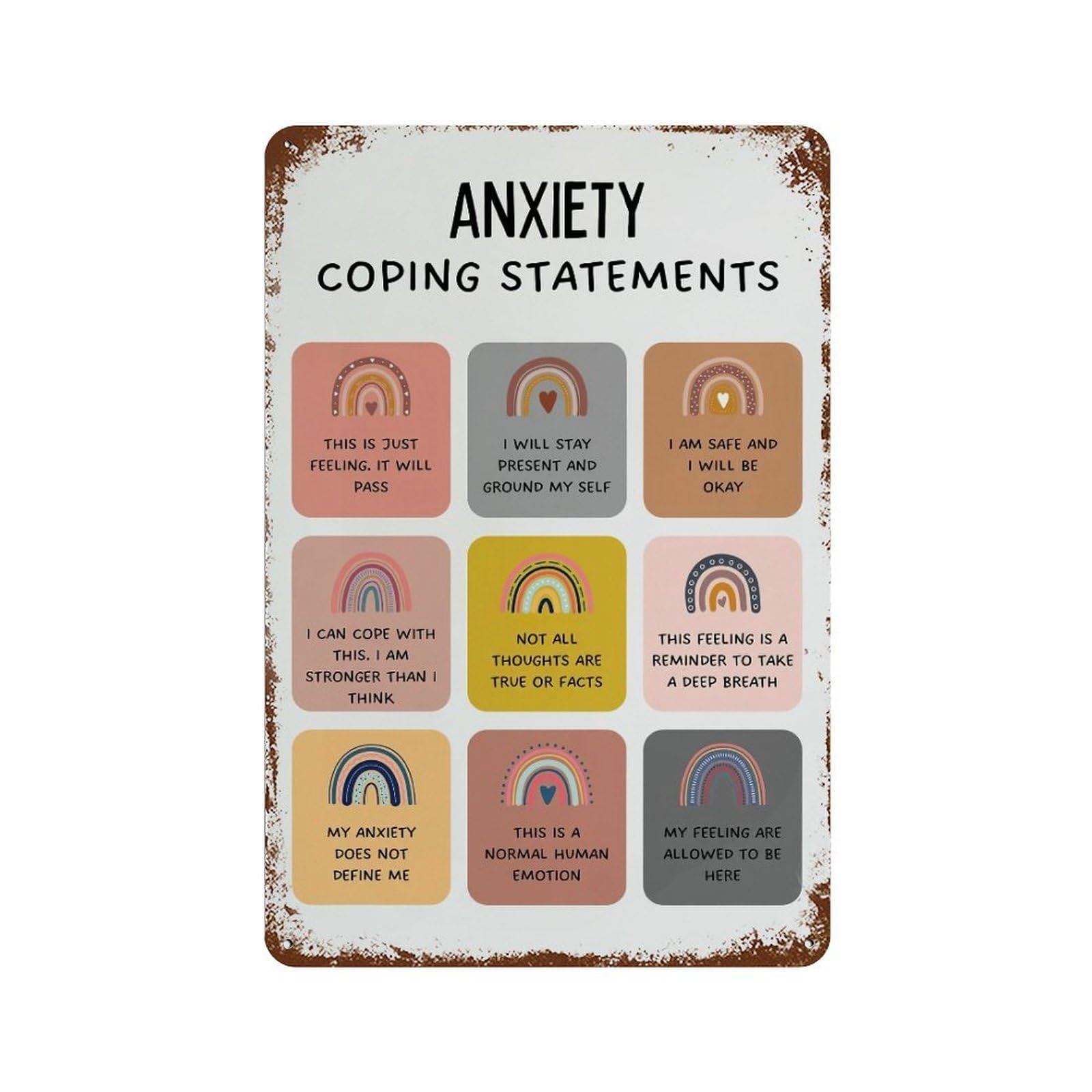 xiaoxiaoshen Anxiety Coping Statement Mental Healthy Wall Decor Art Metal Tin Poster Modern Home Decor Art Home Bar Shop Decorations Vintage Sign 30x20cm