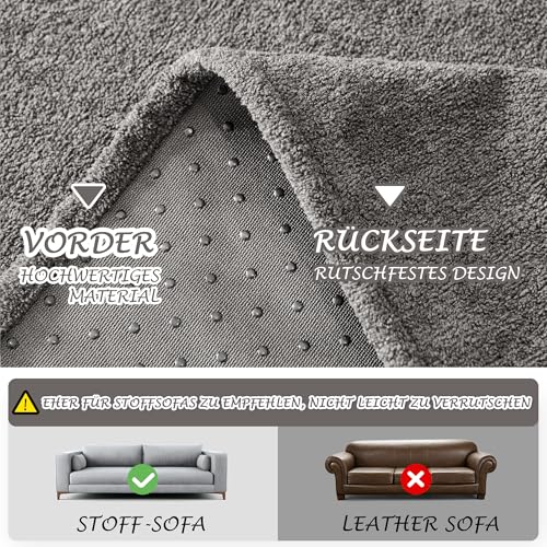 MYSKY HOME Sofa Überzug Kratzschutz Sofa Katze - Sofabezug 2 Sitzer, Sofaüberwurf Waschbar, Couch Überzug L Form, Überwurfdecken für Sofa Schutzdecke, Sofaschoner 180 x 300cm, Grau