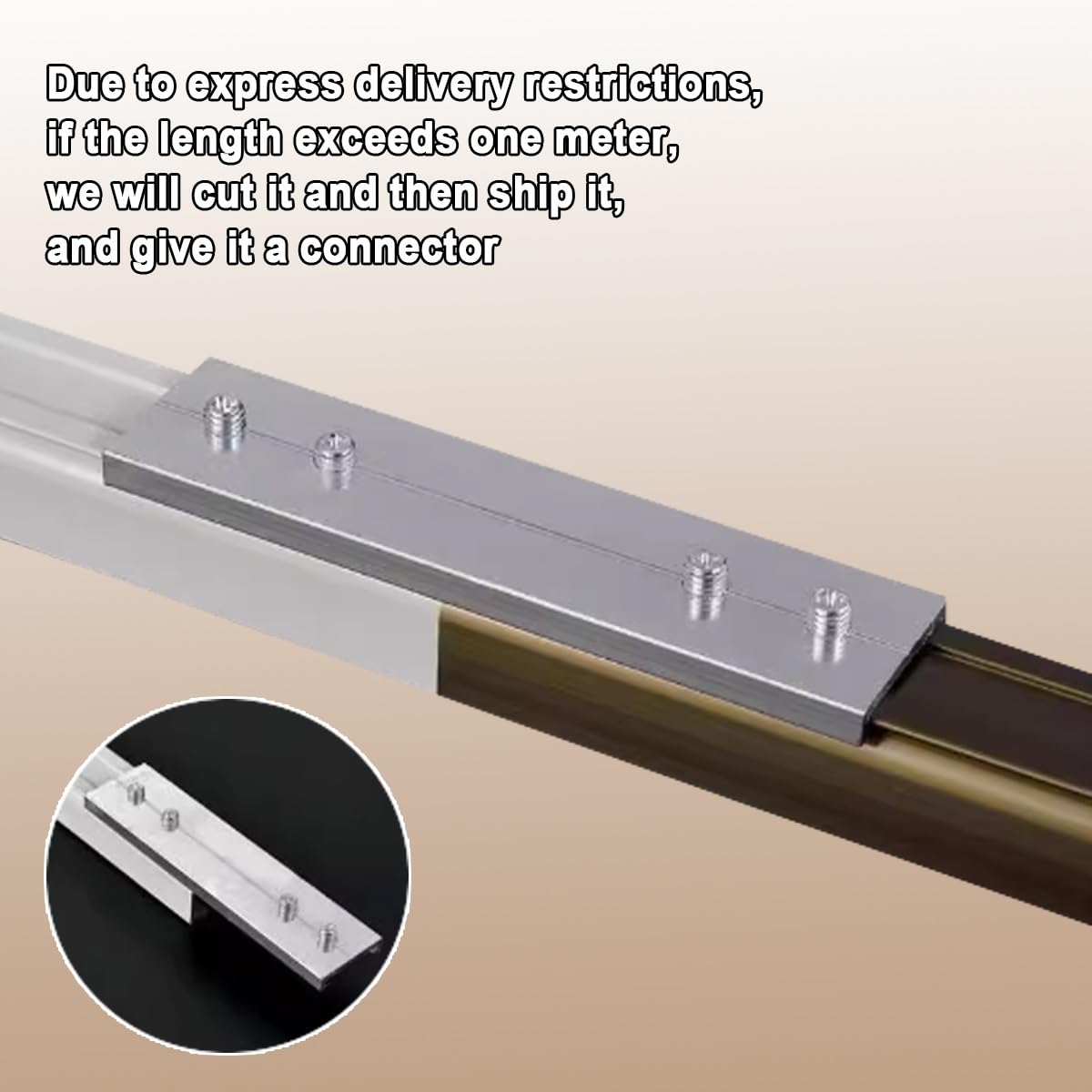 Generisch Gardinenschiene mit Stummen Rollen,Vorhangschien 2 Läufig Decken/Wandmontage Gardinenstangen aus Aluminium 50cm-500cm mit Clips und Hakens für Büro Erker Raumteiler(Champagne,300cm/9.8ft)