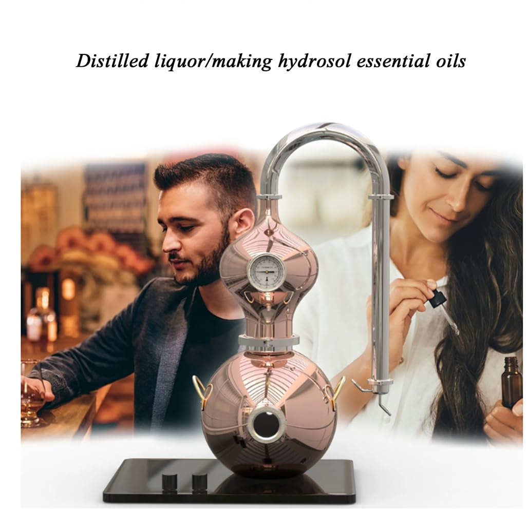 Alembic Still, distillatore Moonshine in rame da 15 litri con termometro, kit per la produzione di whisky, oli essenziali, idrosol