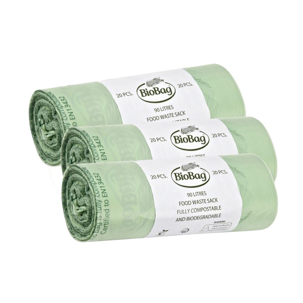 Caddy Liners Direct 90 Litre X 60 Biobag Tie-Top Compostable Biodegradable Commercial Food Waste Sacks (90L) En13432