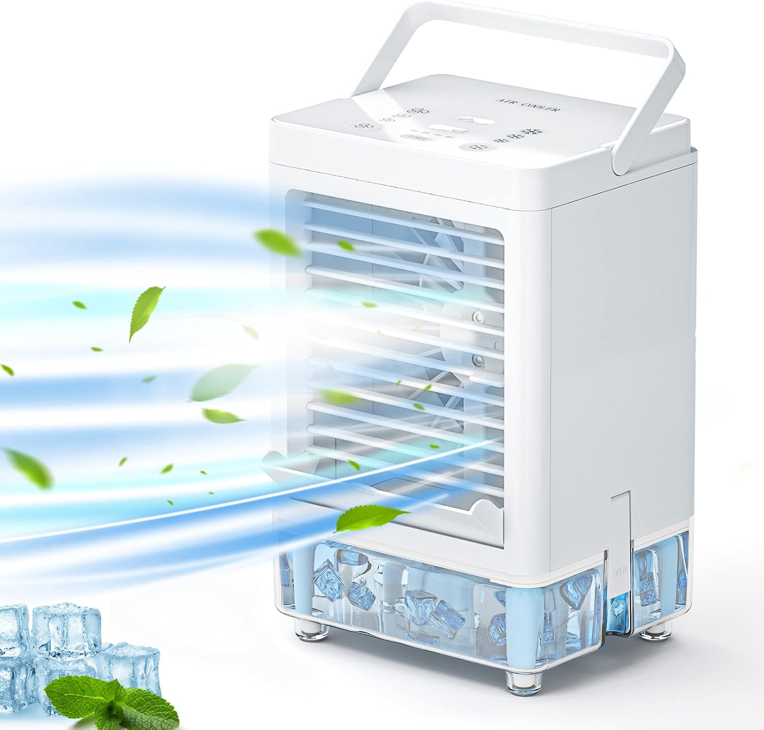 neofeel Cooling Fan 5000mAh Portable Air Conditioner with 3 Wind Speed Portable AC 800ml Tank Battery Operated Air Cooler for Home and Office White…