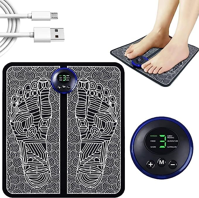 JANROCK Foot Massager Pain Relief Wireless Electric EMS Machine,Rechargeable Portable Folding Automatic with 8 Mode 19 Intensity for Legs,Body,Hand Therapy Foot & body Massager (Foot Massager)