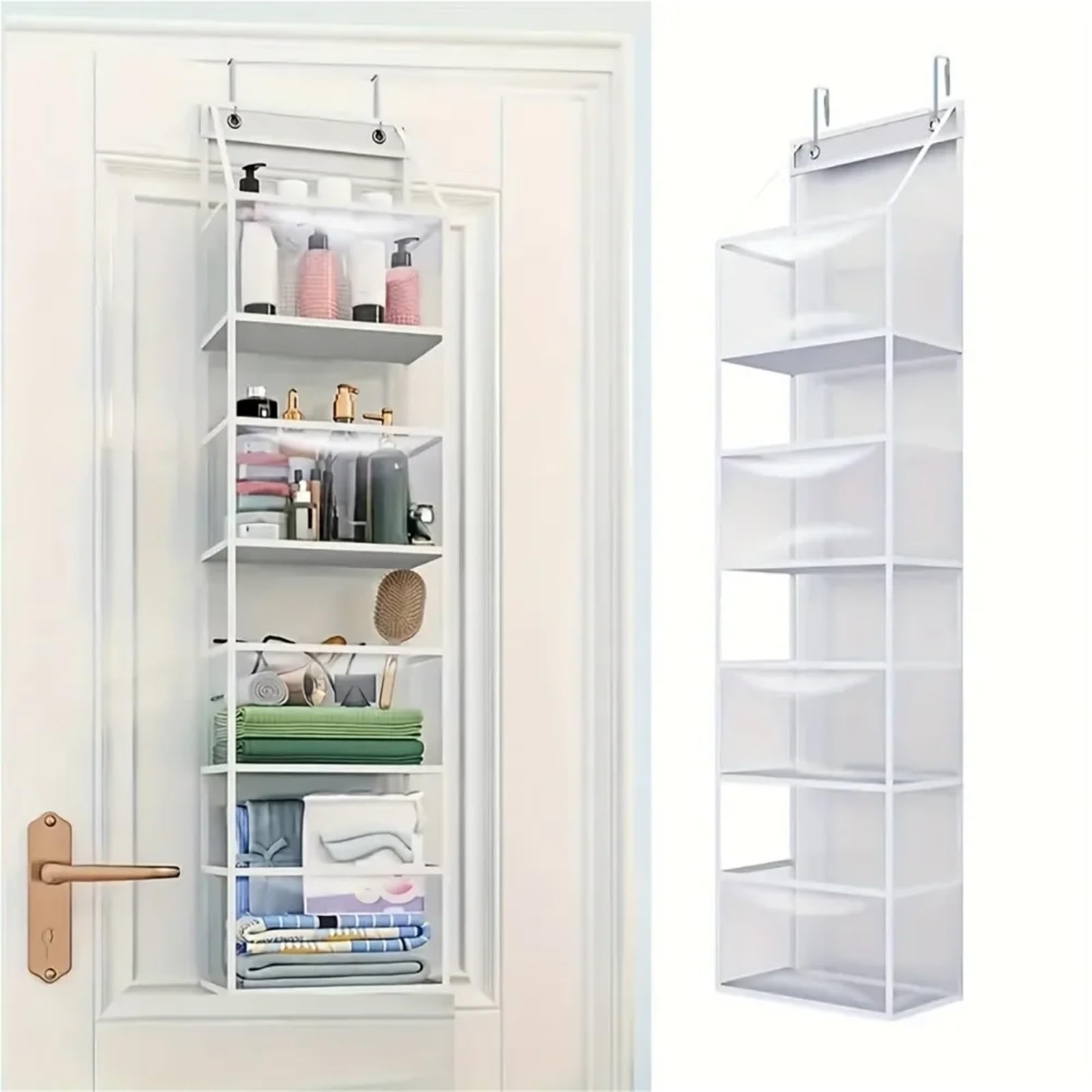 Hängeregal Wall Hanging Wardrobe Hanging Finishing Bags Transparent Hanging Organizers for Doors Underwear Socks Clothes Storage Organizer Für Schlafzimmer(White,Large)