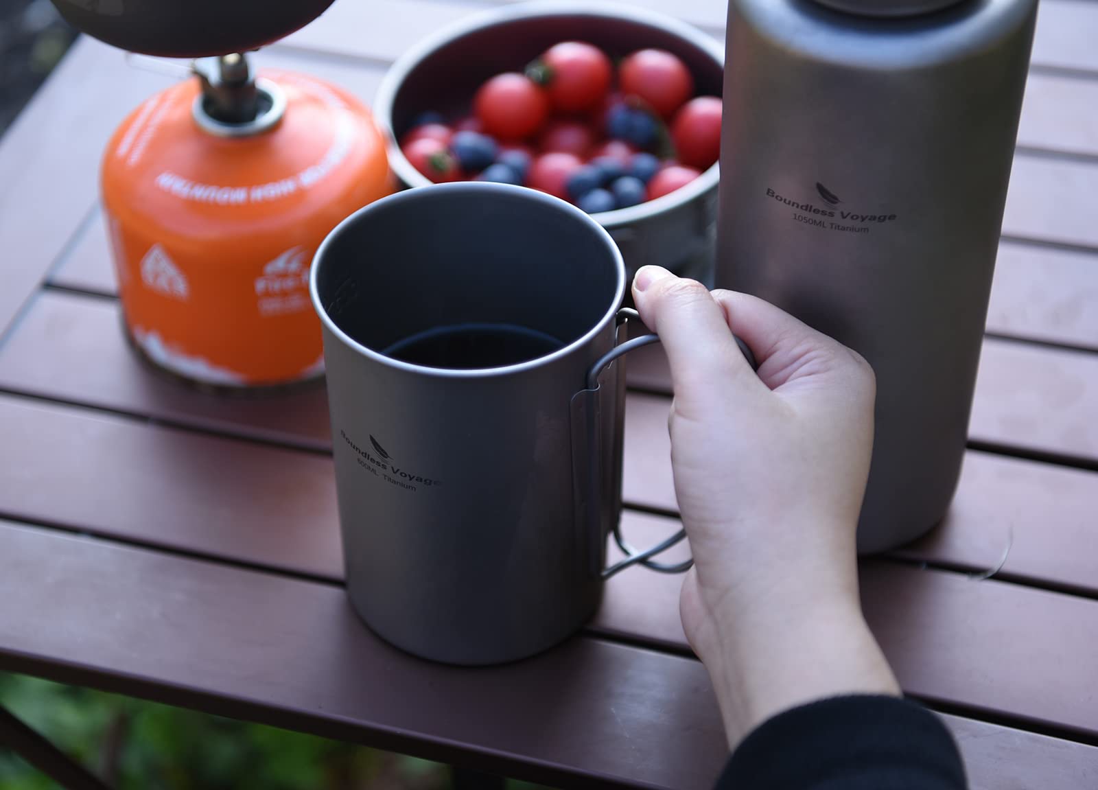 Boundless Voyage Outdoor 1050ml titanio bottiglia d'acqua con manico a prova di perdite campeggio picnic escursioni in bicicletta Ultralight tè caffè mensa tazza Drinkware