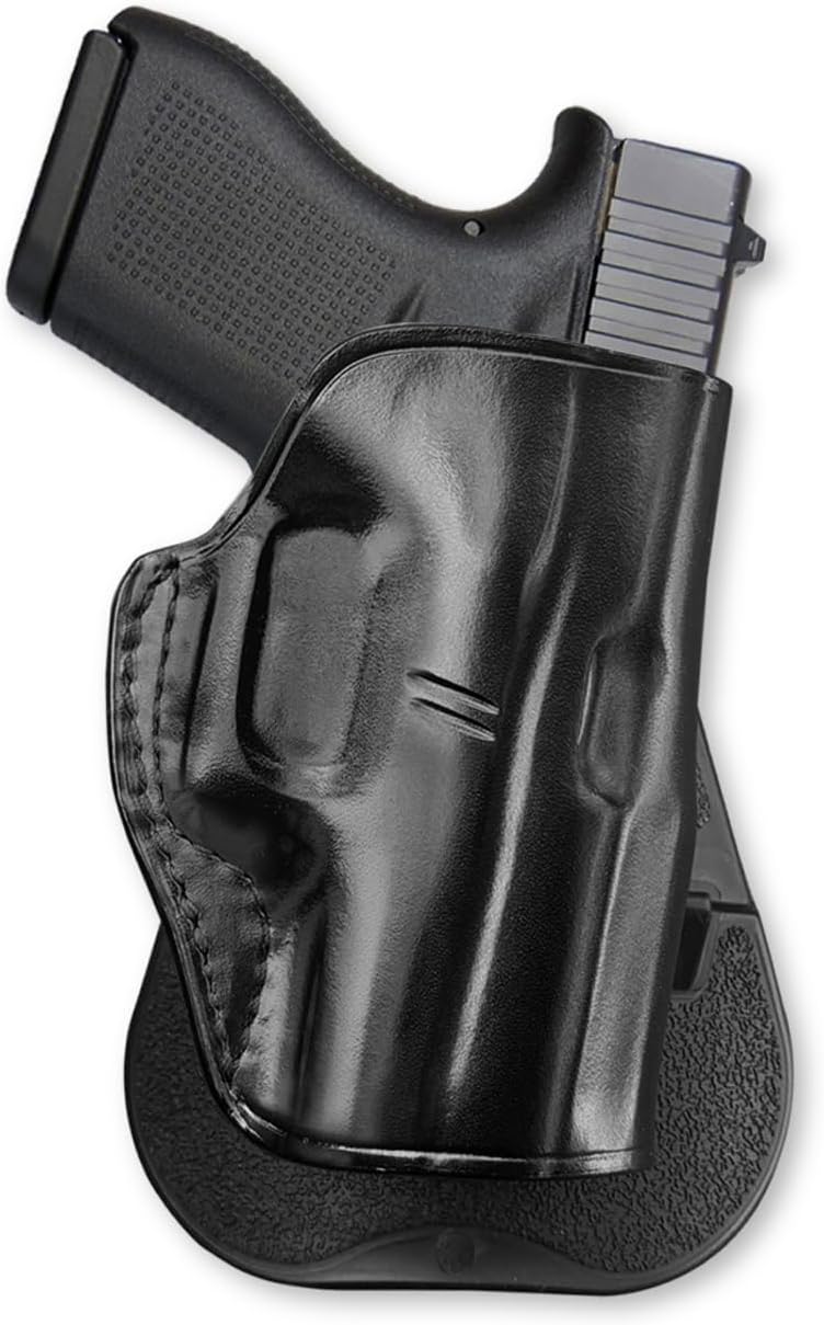 Masc Premium Leather OWB Paddle Holster Open Top, Fits G43 Subcompact Non-Railed 3.41-inch, Right-Hand Draw, Black Color #1107#