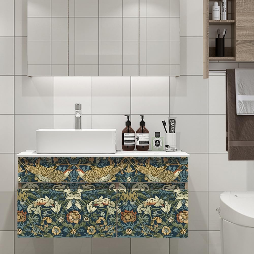 SOEWIOU Abstract Leaf Wallpaper,44.5 * 300 CM Symmetrical Peel and Stick Wallpaper Flower/Leaf/Bird Waterproof Contact Paper for Living Room Bedroom Washroom Cabinet Wall - Image 4