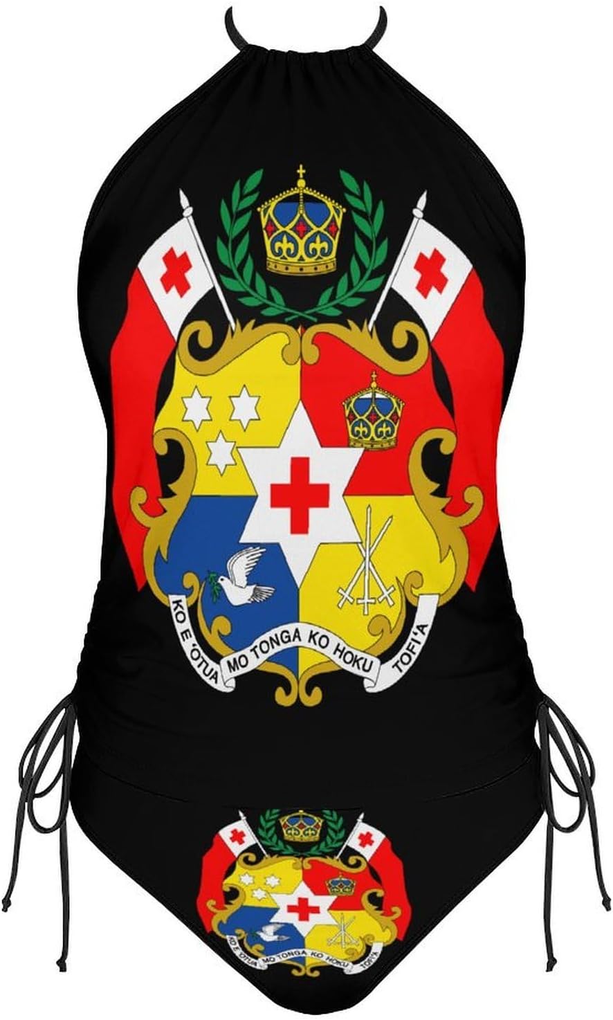 Coat of Arms of Tonga Women's Tankini Swimsuit Two Piece Tummy Control Bathing Suits Tie String Swimwear