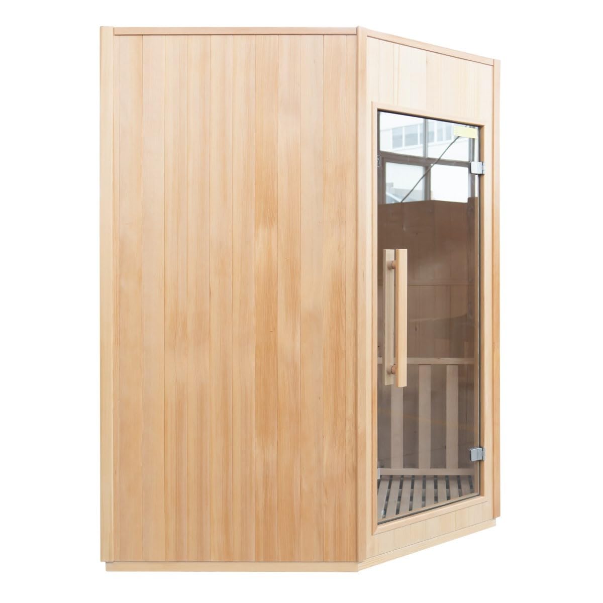 France Sauna - SN-ZEN3CPK - Sauna Vapeur Zen Angulaire - Poêle et Pierre Inclus - Puissance 4,5 KW - 3 Places Pack Complet, Bois