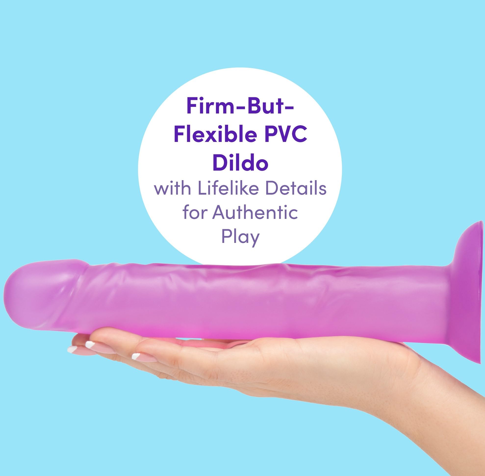 Lovehoney Realistic Dildo - 7 Inch with Suction Cup - Girthy Dildo for Women - Thick, Firm but Flexible - Harness Compatible Strap On - Adult Sex Toy - Waterproof - Clear