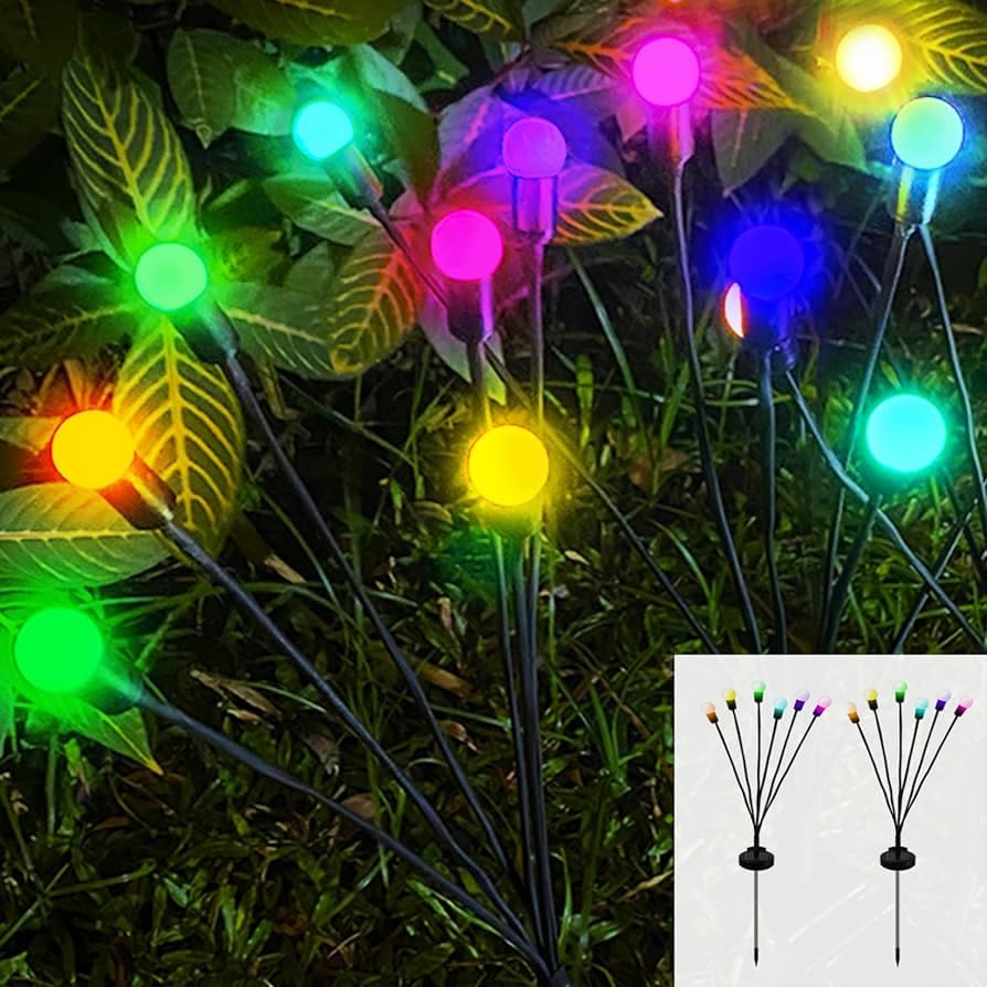 Solar LED Firefly Swaying Flame Landscape Flickering Light for Home Garden Pathway Lawn Patio Ground Decorative Waterproof Wireless Lamp 40cm Multicolor (Pack of 2)-image-18