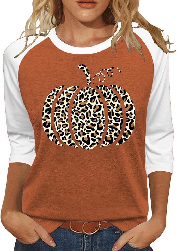 Women’s Holiday 3/4 Sleeve T-Shirts Halloween...