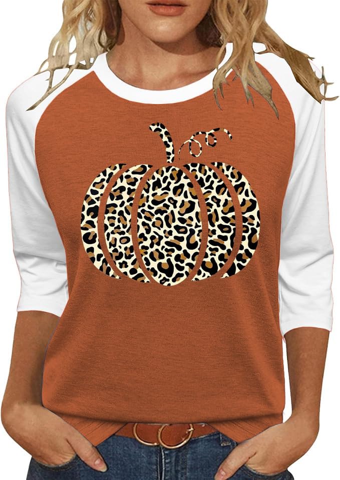 Women's Holiday 3/4 Sleeve T-Shirts Halloween Thanksgiving Tees Christmas Valentine's Day St Patrick's Day Tops