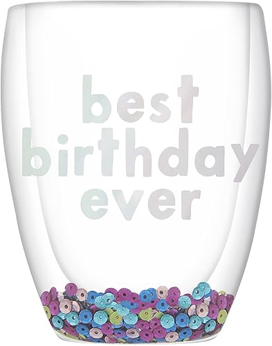 Miniatura 6 de Slant Collections Regalos de cumpleaños, copa de vino acrílica sin tallo, doble pared, con confeti, 10 onzas, rosa/amarillo/azul Rosa, amarillo,