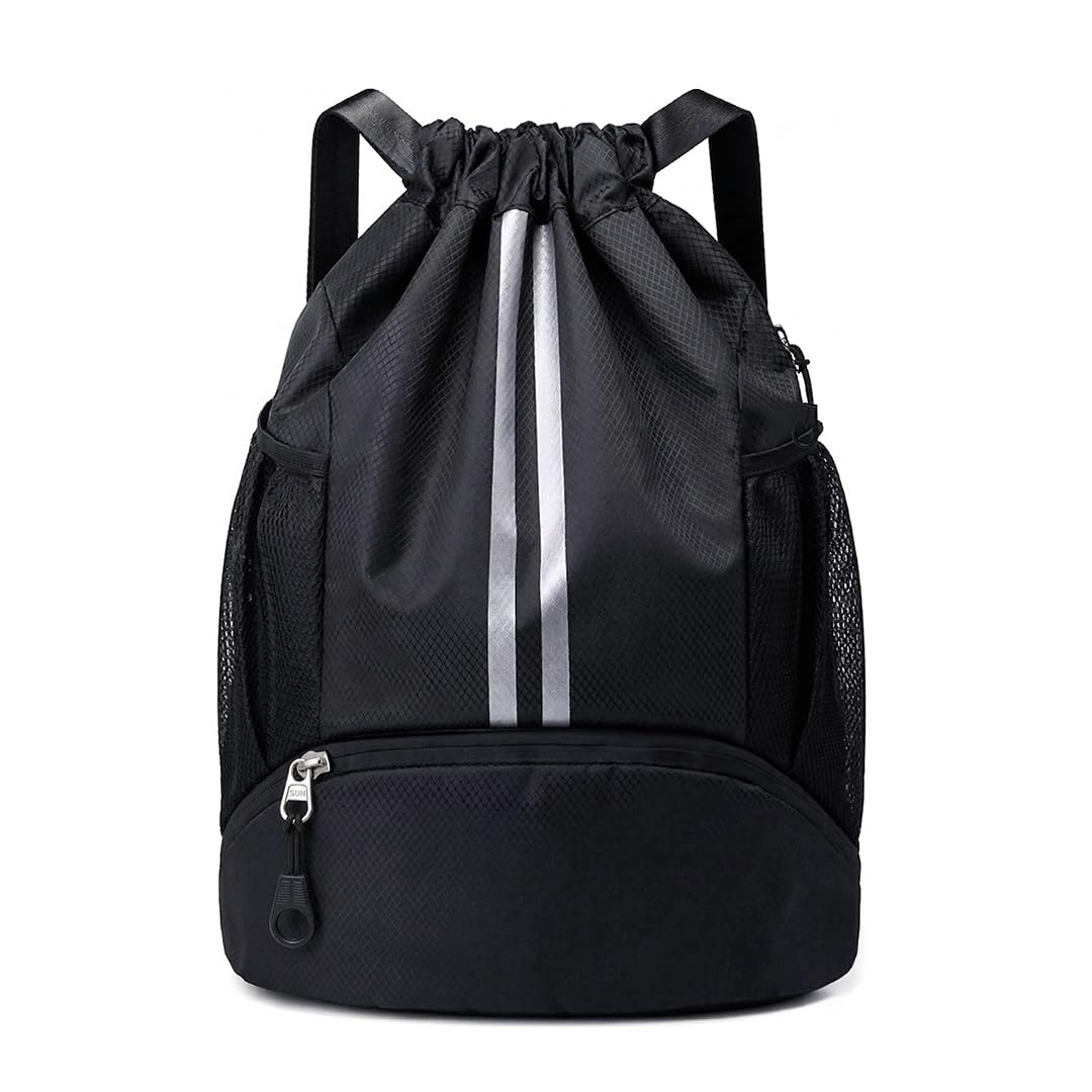 SLOVIC Drawstring Bag for Man [22 LTR] | Gym Bag for Men with Seperate Shoe Compartments | Durable Backpack Bag for Man | Backpack Bags for Women | Ideal for Gym, Travel & Sports | Black-image-10