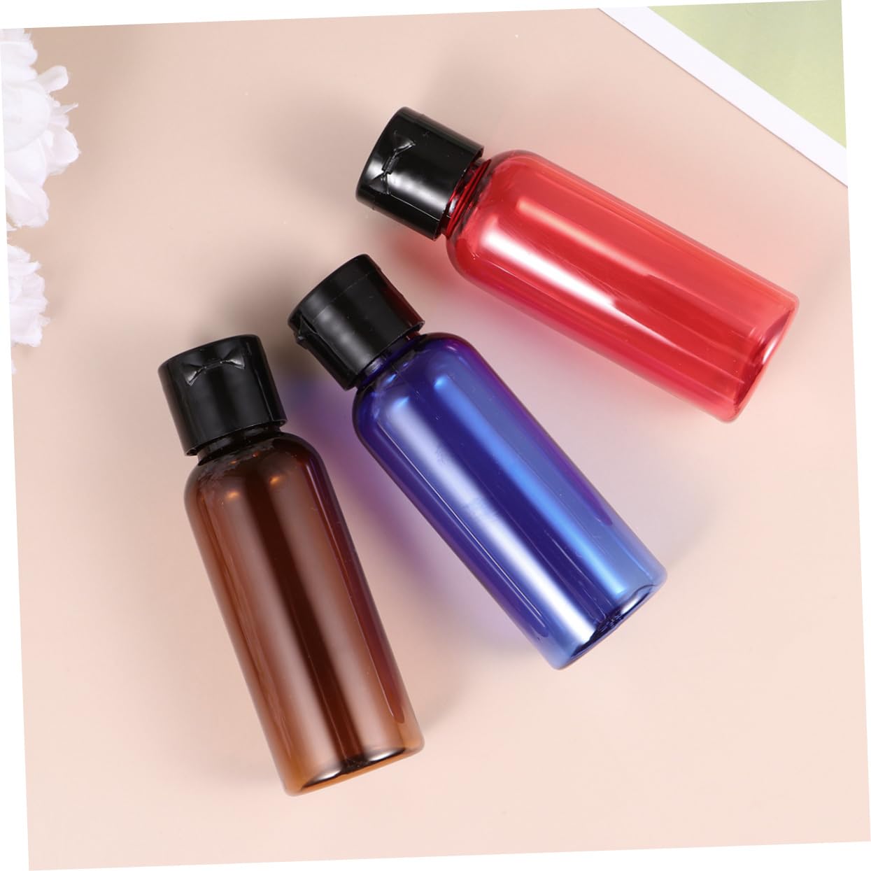 DOITOOL 30pezzi Bottiglie Da Viaggio Ricaricabili Da Contenitori Vuoti Per Gel Sanificante e Lozione Misti Rosso Verde Marrone Blu Trasparente Pratiche e Leggere Per Ogni Occasione