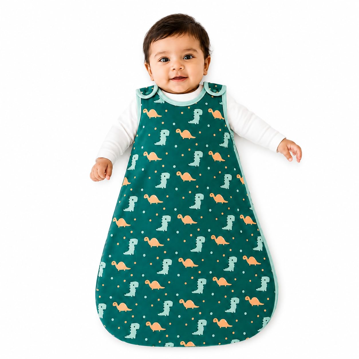 Baby Sleeping Bag Cotton Wearable Sleep Sack Breathable Soft Cozy Night Suit Newborn 0-6 Months Zippered Lightweight Comfortable Summer Bedding Nursery Green Animal Print Pack Of 1-image-18