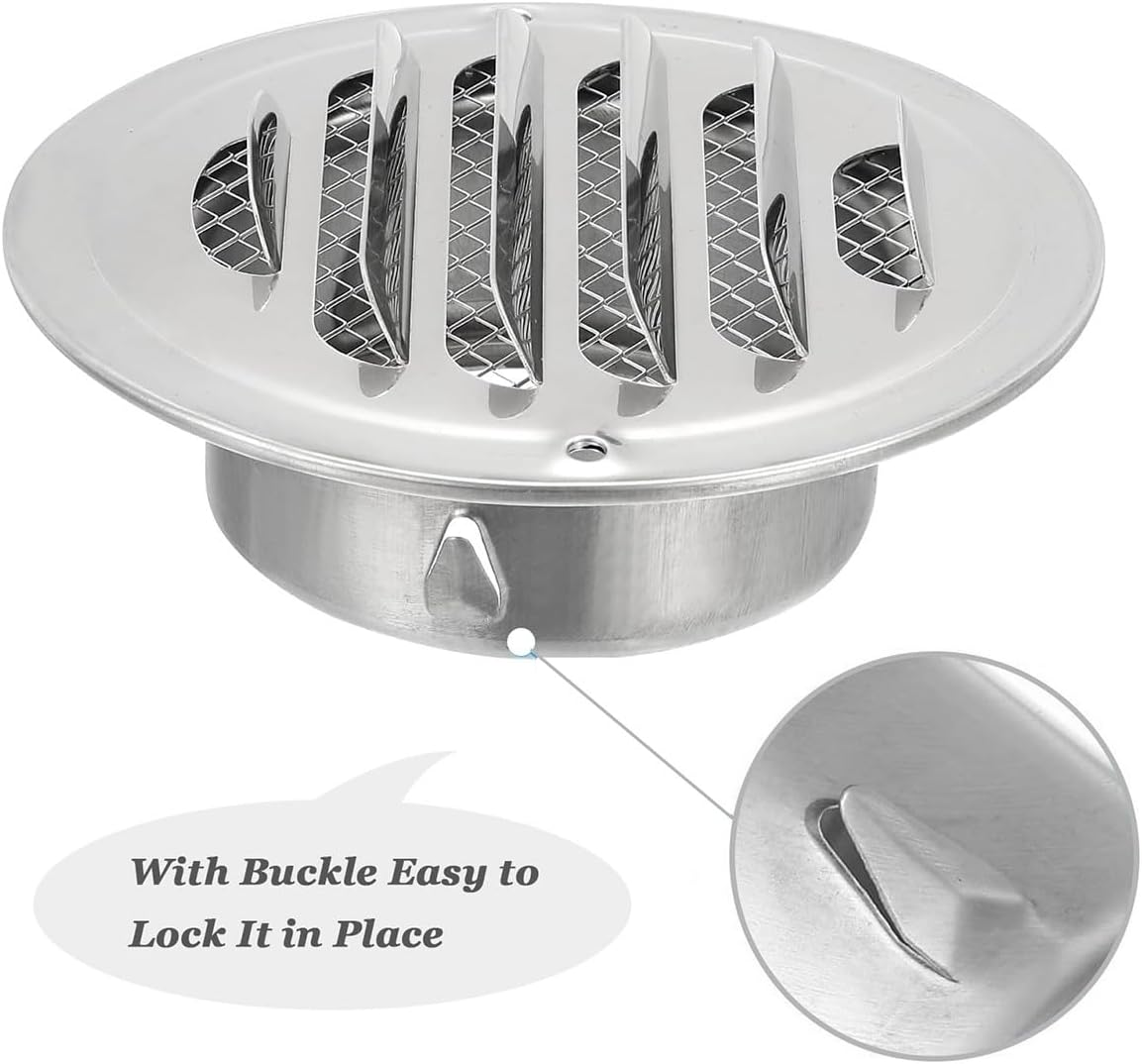 Stainless Steel Vent Cover 3in 4in 6in 7in 10in Outlet Wall Air Vent Soffit Vents with Mesh Screen for Home Bathroom Exterior Exhaust Easy Installation(180mm/7.1in)