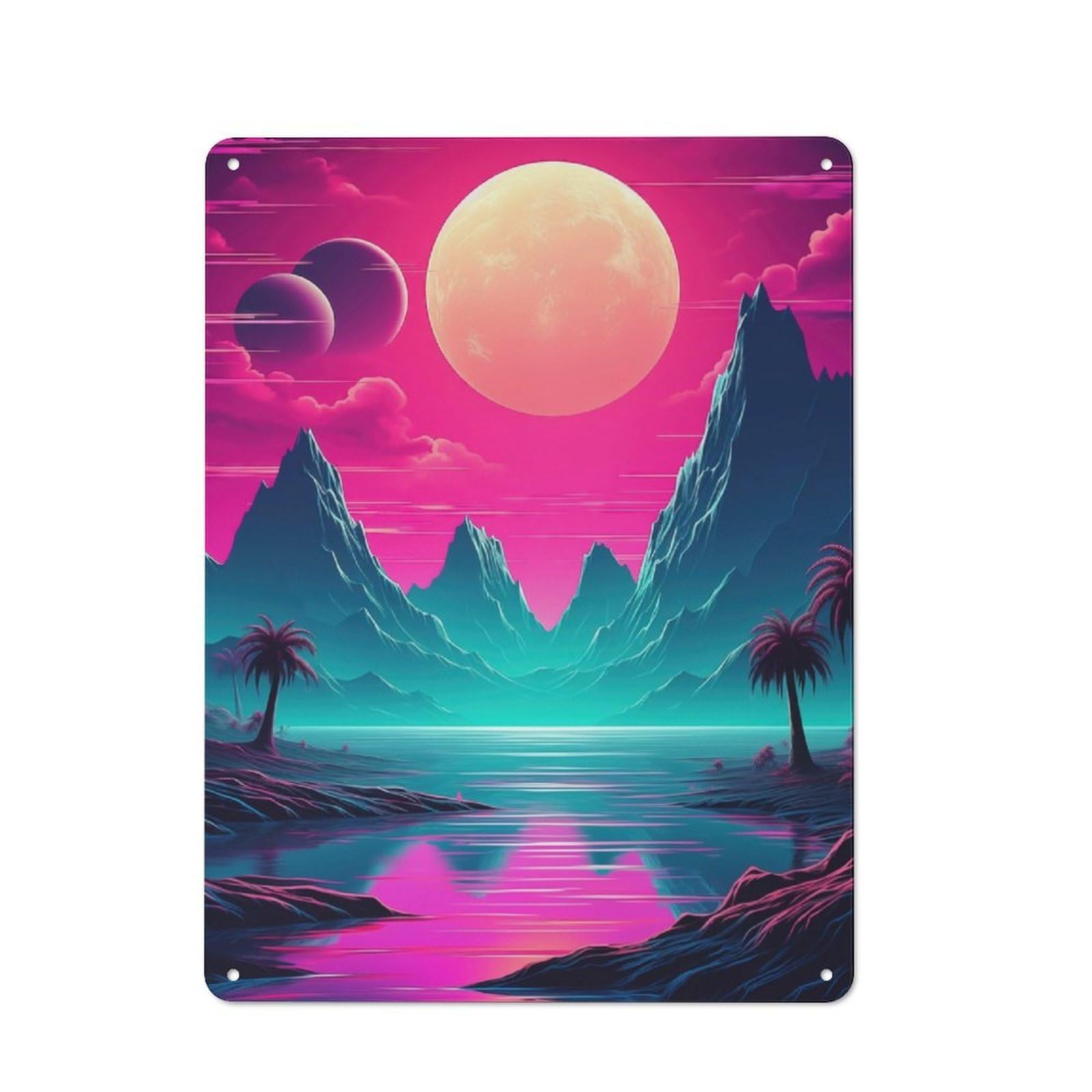 Junmoney Neon Synthwave Brilliance Retro Tin Sign 40X30cm For Garden Room Or Summerhouse, A Housewarming Gift For Garden Room Decor Fans