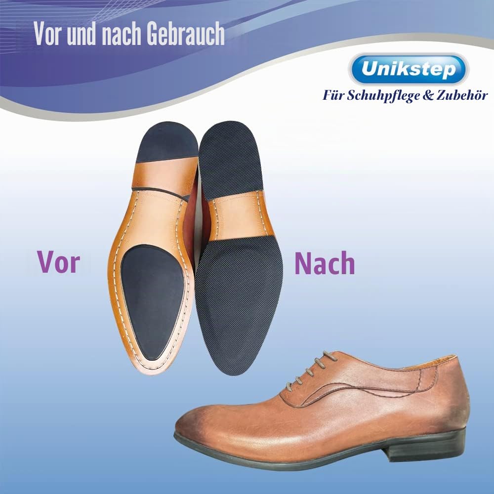 Unikstep 4 Stück Schuhsohlenschützer, rutschfeste Schuhsohlenschützer, Schuhboden- und Fersenpolster, Geräuschreduzierungsaufkleber, selbstklebend (Black)