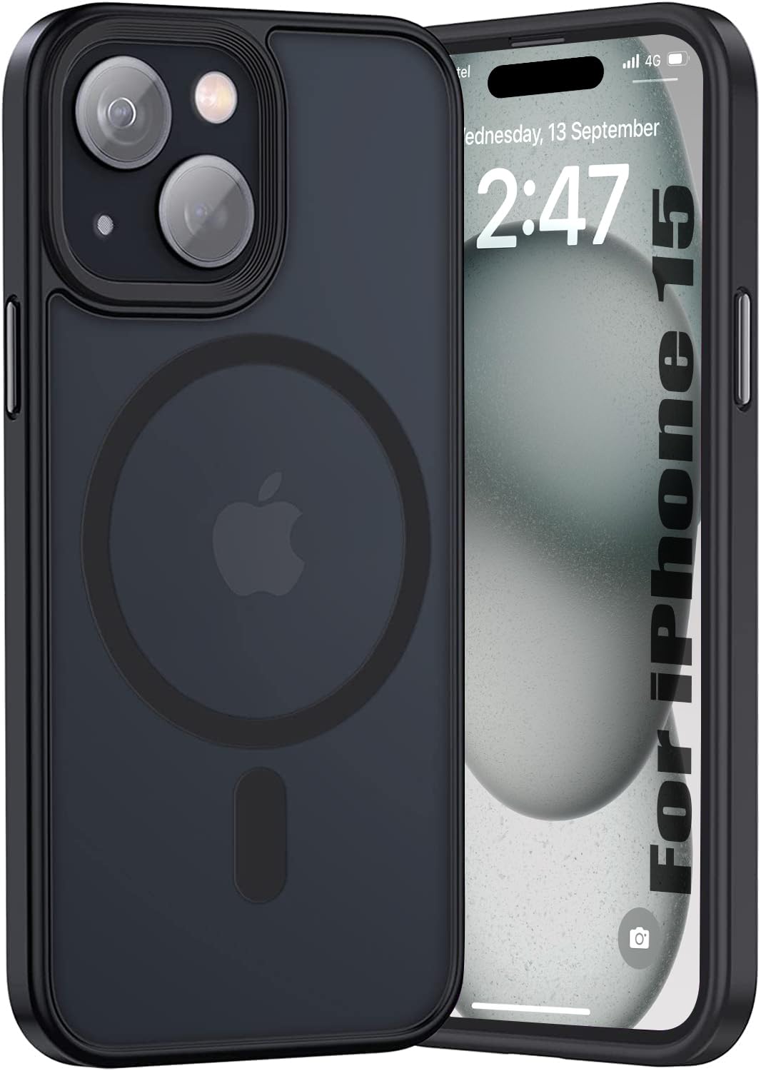Enflamo Polycarbonate Matte Back Cover Case Compatible with Mag-Safe Designed for iPhone 15 | Ultra Hybrid Camera Bump Protection, Black — Amazon image 6