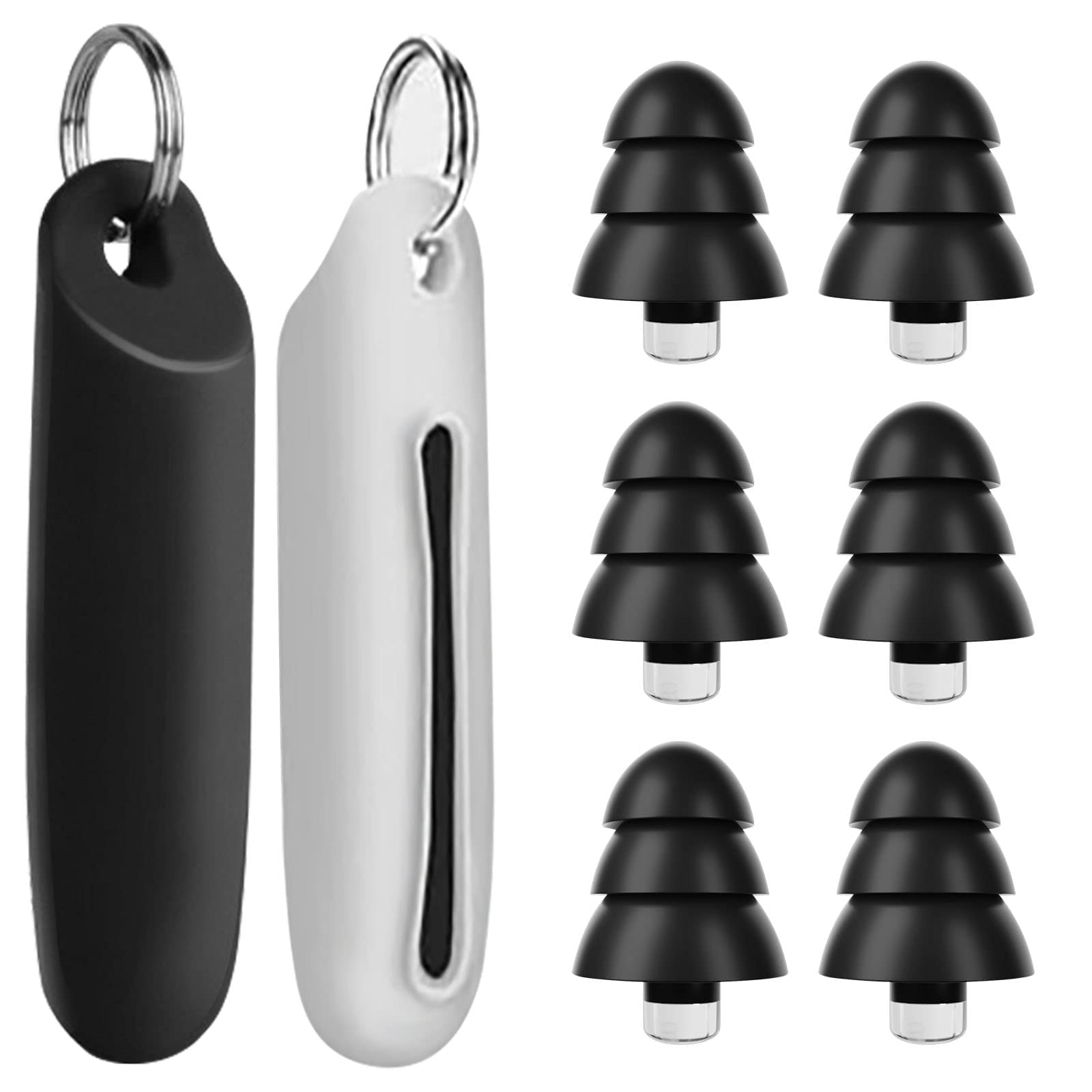 ELECDON Reusable Silicone Ear Plugs, 3 Pairs Waterproof Noise Cancelling Ear Plugs, Perfect for Sleep, Work, Study, Swimming, Concerts Noise Reduction, Comfortable Hearing Protection (Black)