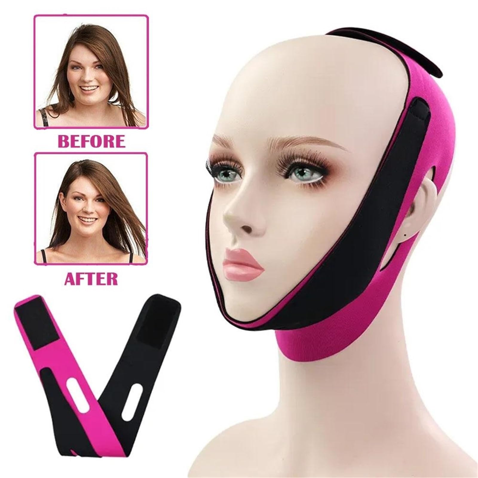 Ceintures tonifiantes pour le visage 1 à 5 masques lifting visage en forme de V, raffermissant et amincissant, bandage for le menton les joues(Red-5Pcs)