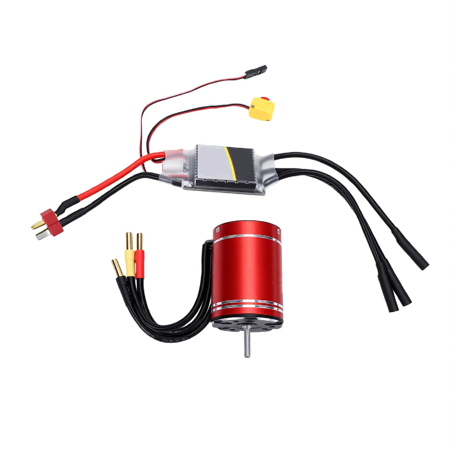 PUSOKEI Motor sin Escobillas RC ESC Combo, Motor sin Escobillas 3900KV con ESC sin 75A, Kit de a Prueba de Agua para Barco de Coche RC 1/10 1/8, sin Sensores de Alta Velocidad