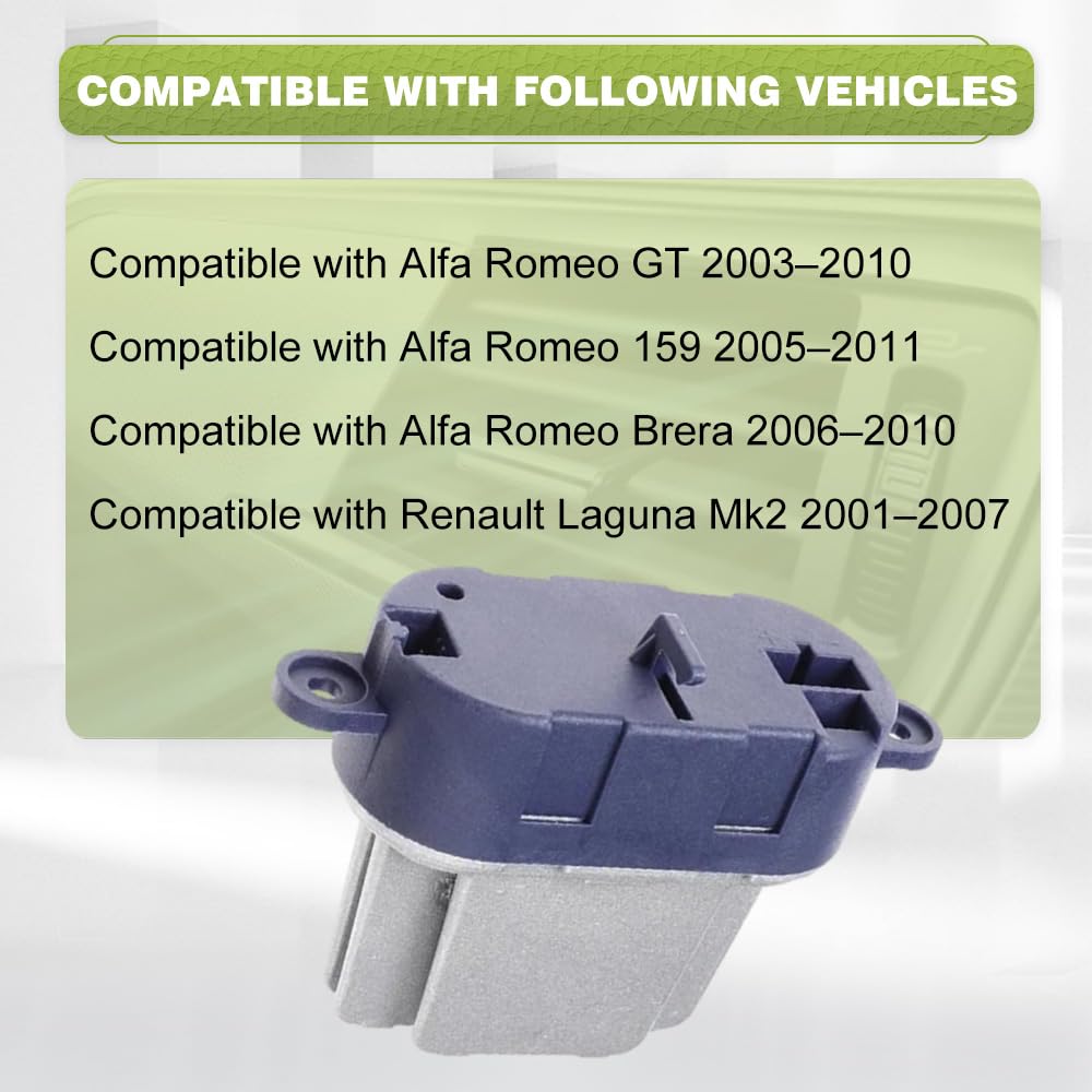 1 kit de resistencia del motor del ventilador de calefacción de 4 y 2 y 1 pines compatible con Alfa Romeo GT 2003–2010 159 2005–2011 Brera 2006–2010 compatible con Renault Laguna Mk2 2001–2007