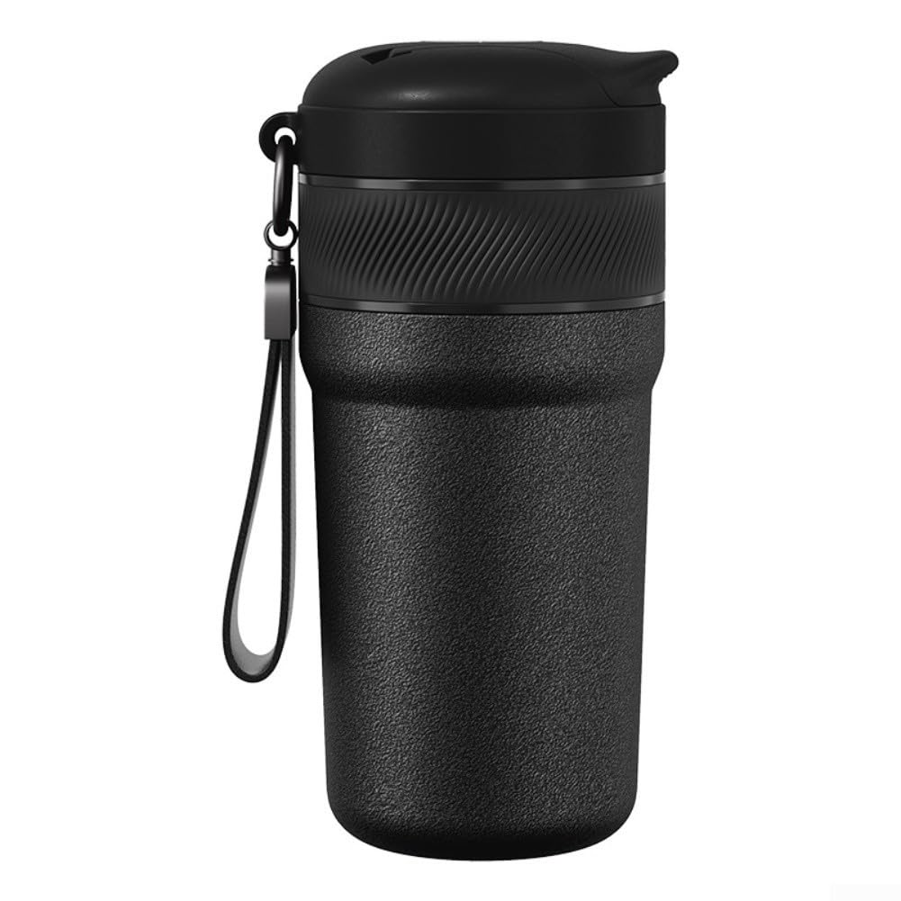 Molinillo de café manual de acero inoxidable con taza integrada para prensa de espresso, café por goteo, molinillo de mano portátil resistente al óxido para viajes, hogar, uso al aire libre