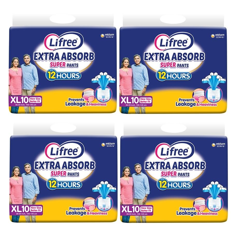 COMPATIBLE WITH Lifree SUPER EXTRA Absorb Adult Diaper Pants For Unisex Adult Pant Style Diaper Size - (XL10 PACK OF 4) (39-55 Inch /100-140CM) - Pack of 4-picture-42