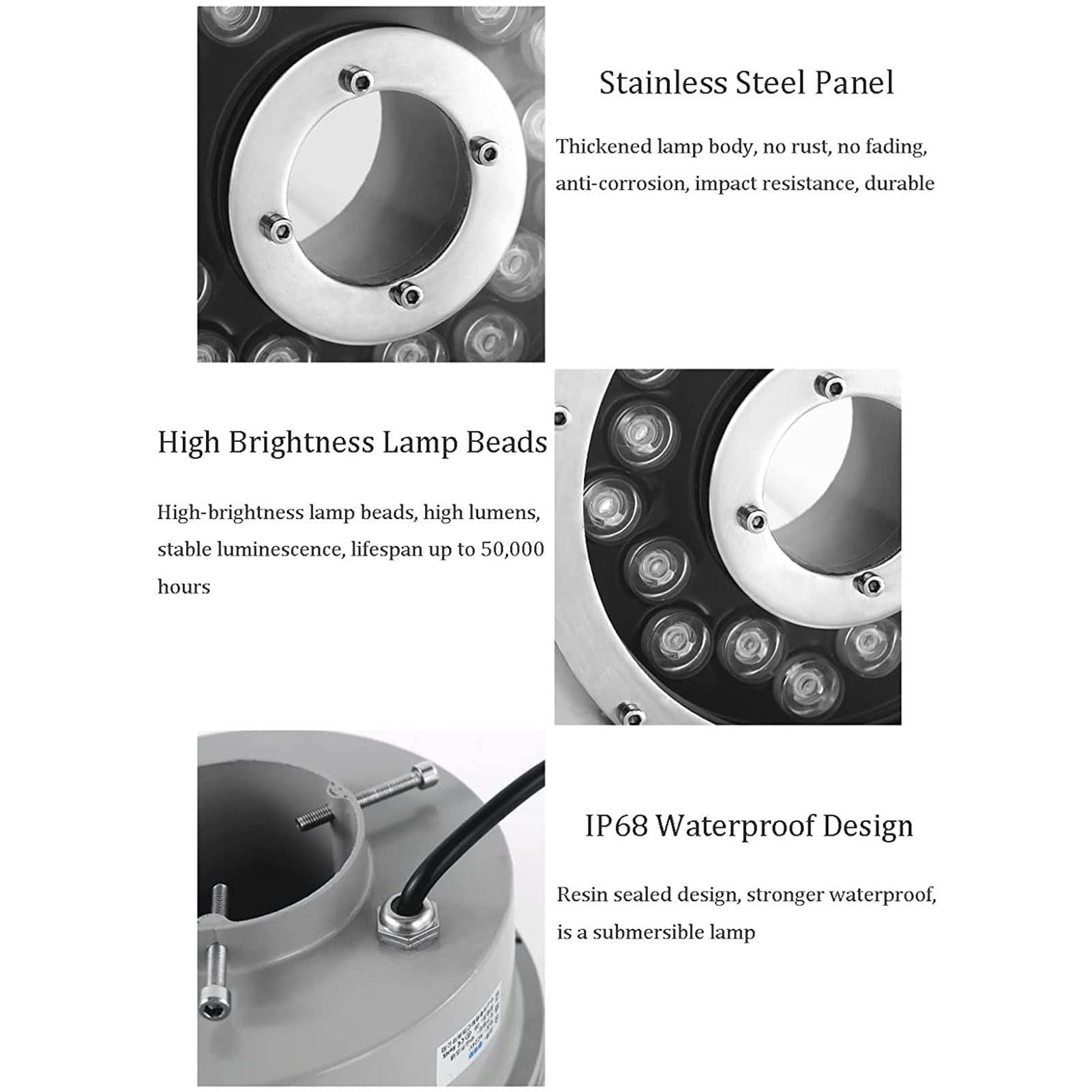 RGB Unterwasser Teichscheinwerfer - LED Ring Brunnen Licht, Mittleres Loch IP68 wasserdichte Niederspannungs-Farbwechsel-Tauchleuchten, Für Brunnenbecken, Unterwasser, Teich(Ac(24V),12W)