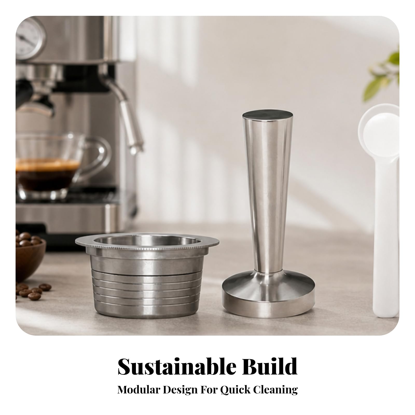 Acciaio Inox con Pressino | Durevole, Caffè Riutilizzabile, Facile da Usare, per Ufficio