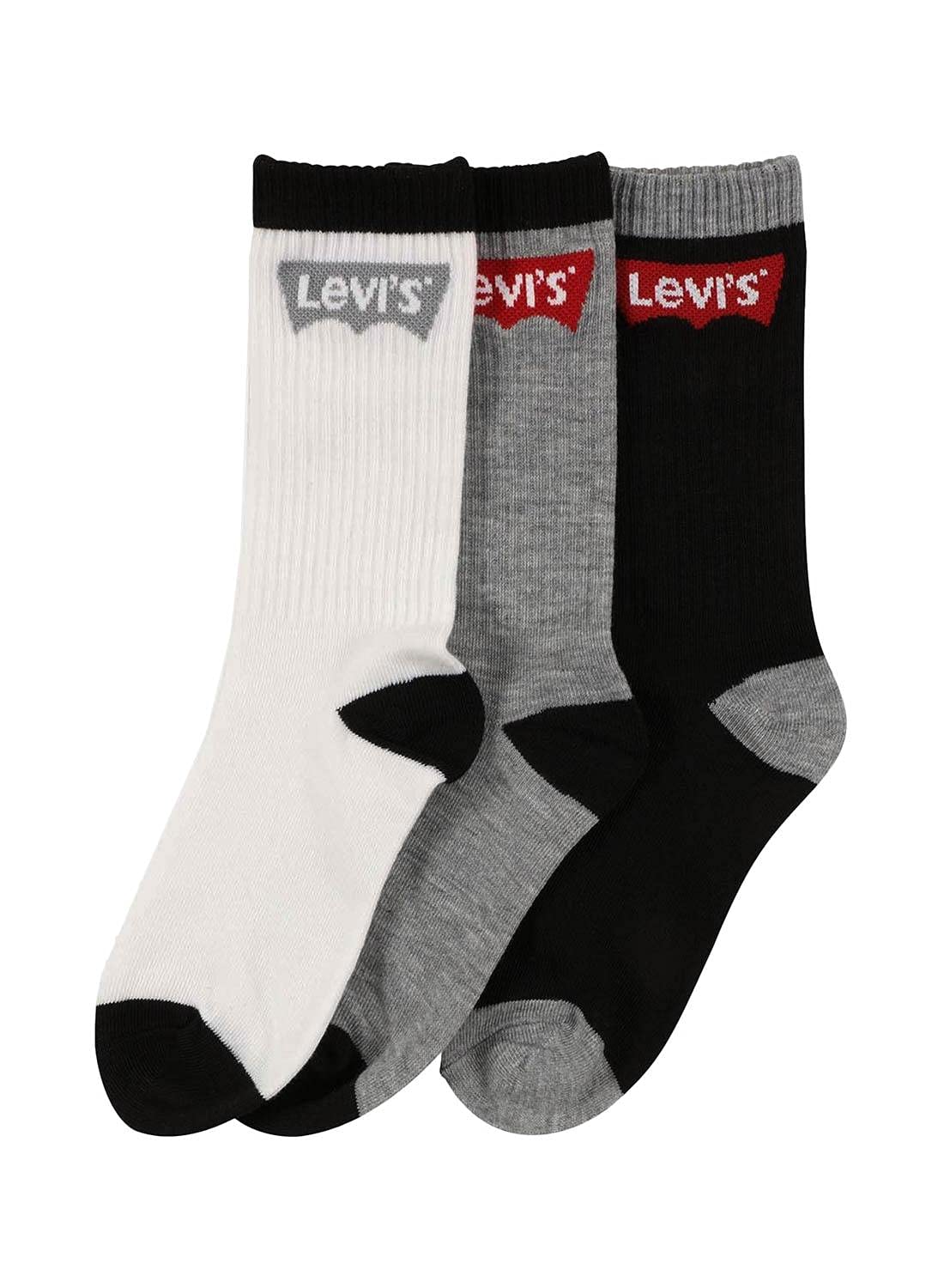 Levi's Boys Batwing Regular Cut 3pk Xl0079 Socks, Black, 9-11 UK