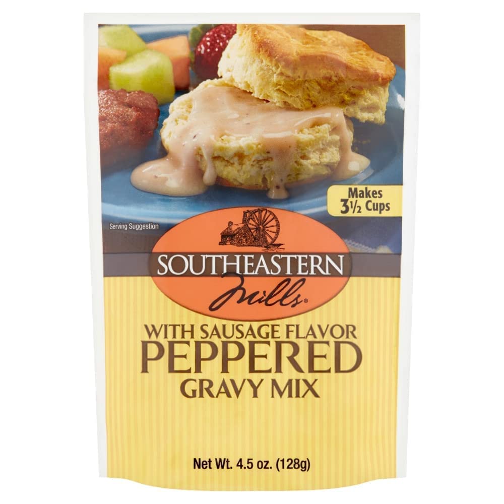 Southeastern Mills Gravy Mix, Sausage Flavored Peppered Gravy Mix, Just Add Water, Family Size, 4.5-Ounce Packet (Pack of 12 Packets)