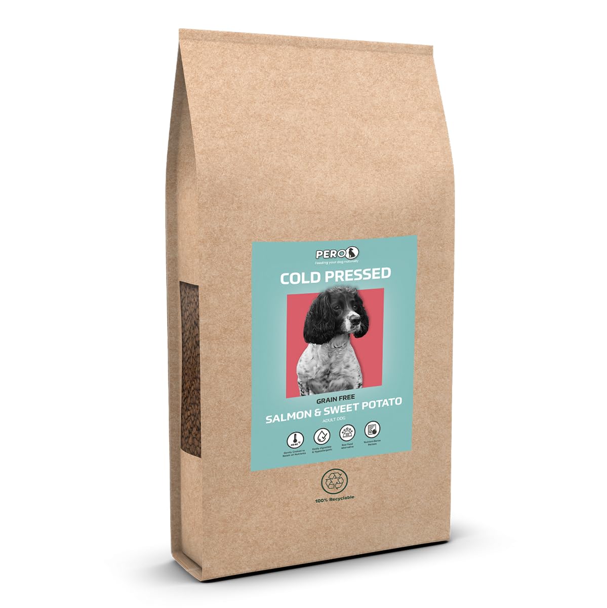 Pero Cold Pressed Dog Food – Salmon & Sweet Potato (Grain Free) – 36% Salmon, Omega 3 for Skin & Coat, Joint Care (5kg)