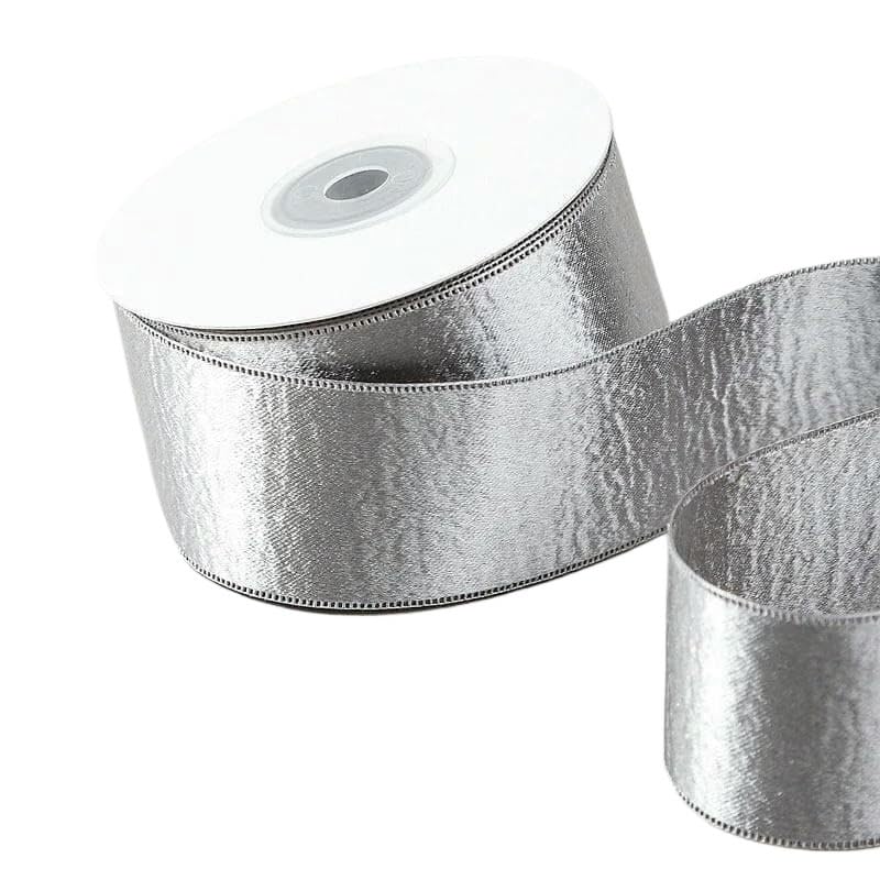 Aksamitna wstążka, Wstążka DIY do pakowania nakryć głowy w kwiaty Dwustronna wielokolorowa od 9 mm do 38 mm(Silvery,25mm(50y))